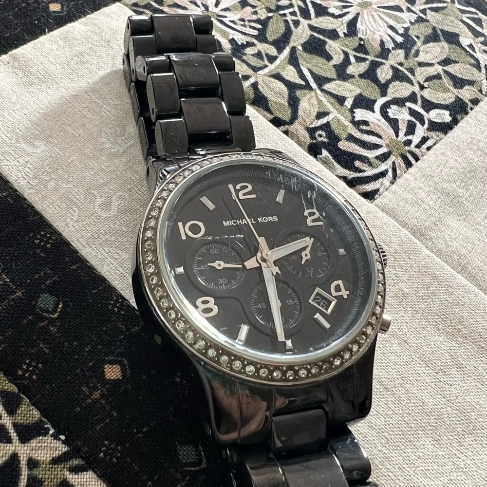 Michael Kors Black and Silver Chronograph Watch